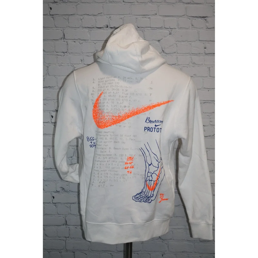 Nike Hoodie Mens Large White Bowerman Prototype Graphic Fleece Pullover - Picture 4 of 10
